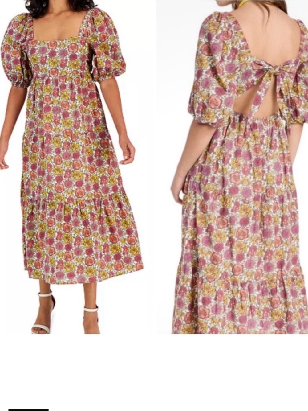 Mink Pink Yasmine Floral Ditsy Dot Dress with Tie Back Size Small